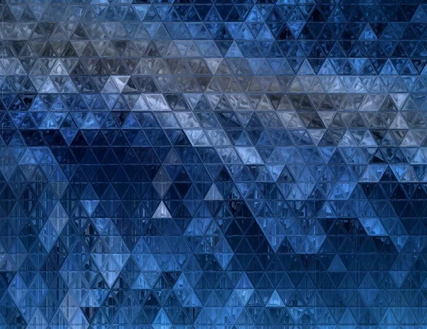ダークブルーの色合いで抽象的な現代美術のパターンやデザインとしての絵画作品を魅力的なの三角形モザイク — ストック写真