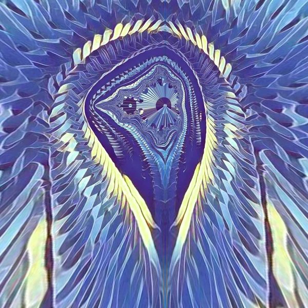 コネクタの目と抽象として多くのステンレス編組フレックスホースの作品氷の青効果のマンデルブロットのフラクタルパターンとデザイン — ストック写真