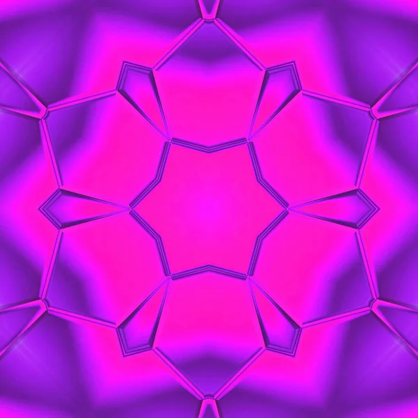 色彩艳丽的霓虹灯粉色和紫色 六角形马赛克瓷层 然后转化为许多图案和图案 — 图库照片
