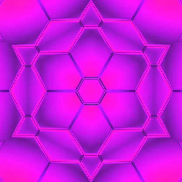 六角形のモザイクタイルの層を持つ鮮やかなネオンピンクと紫は その後 多くのパターンやデザインに変身 — ストック写真