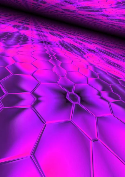 Vivid Neon Pink Purple Hexagonal Mosaic Tile Layers Transformed Many — Stock Photo, Image