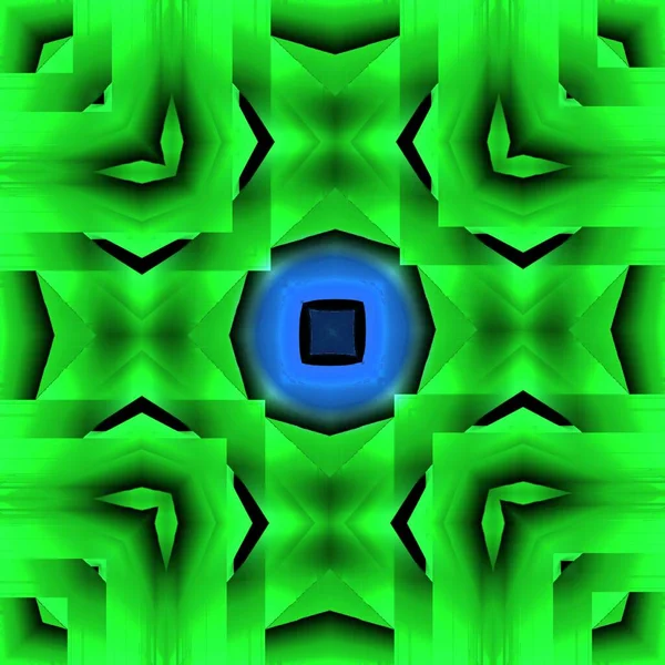 ブラックを基調とした明るいネオングリーンの螺旋状の模様は — ストック写真