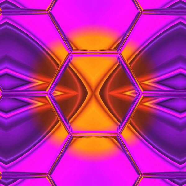 оттенки ярко-неоновый фиолетовый с желтым золотом вспышки во многих сложных абстрактных шестиугольных моделей форм и конструкций
