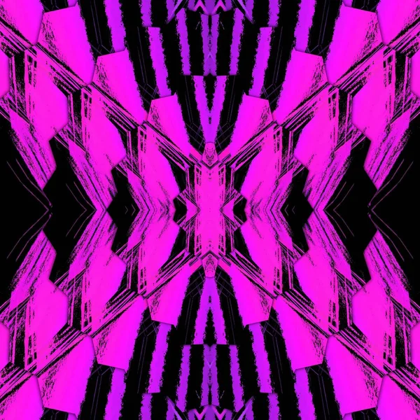 Jet Black Background Vivid Pink Vertical Geometric Tower Shapes Generating — Stock Photo, Image