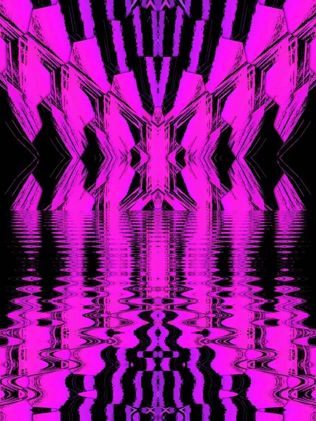 Jet Black Background Vivid Pink Vertical Geometric Tower Shapes Generating — Stock Photo, Image