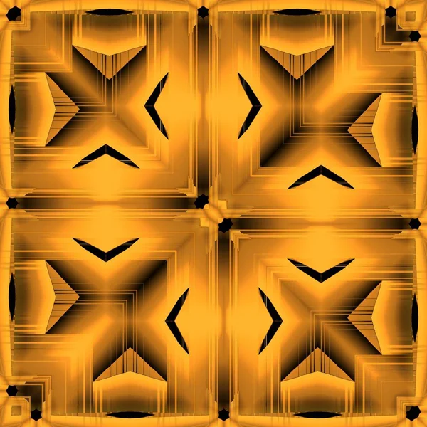 金黄相间的线性切割成许多不同的几何形状和独特的正方形图案 — 图库照片