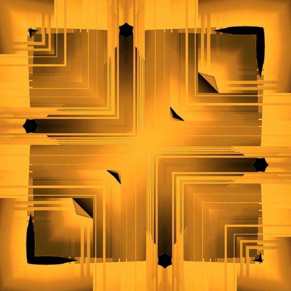 金黄相间的线性切割成许多不同的几何形状和独特的正方形图案 — 图库照片
