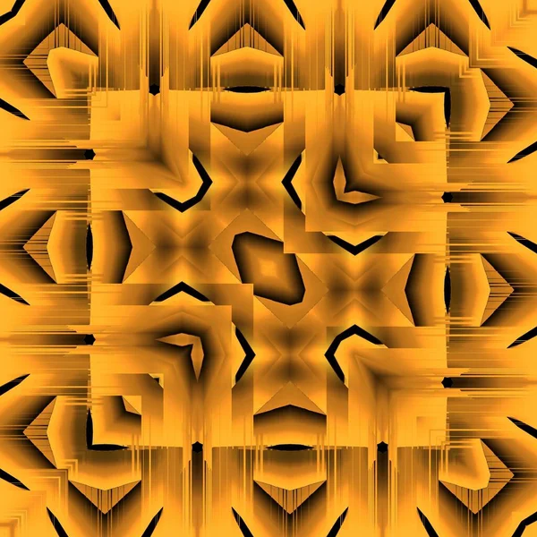 金と茶色の線形の色合いは 正方形の形式で多くの多様な幾何学的な形状パターンやユニークなデザインに — ストック写真