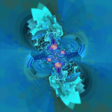 Pembe mor ve turkuaz renklerde siklon tasarımlı mavi pul pul duvar yüzeyinin renklerini soyma soyutluğu