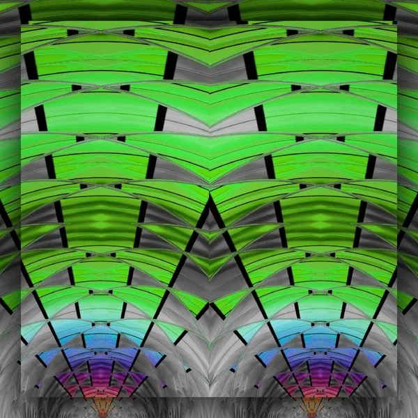 Зелений Відтінки Сірого Даху Архітектури Складні Футуристичні Геометричні Радіальні Кругові — стокове фото