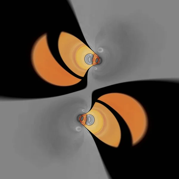 Renkli turuncu çiçek başlarından oluşan kolaj koleksiyonu dokulu doğal bej renkli gül çiçeğiyle birleşince karmaşık fütüristik geometrik desenlere ve karmaşık siklon tarzı tasarımlara dönüştü.