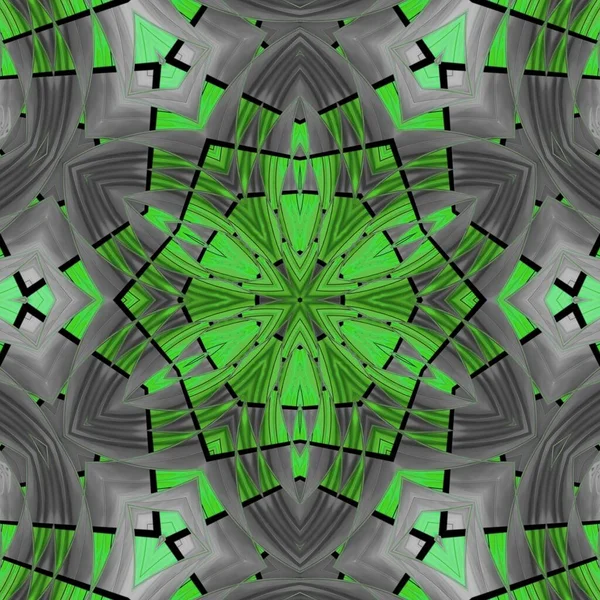 Vert Nuances Architecture Toit Gris Géométrique Motif Radial Design — Photo