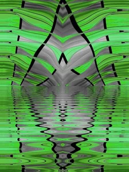 Зелений Відтінки Сірого Даху Архітектура Геометричний Радіальний Візерунок Дизайн — стокове фото