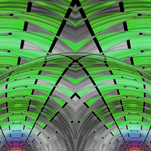 Grün Und Grautöne Der Dacharchitektur Geometrisches Radiales Muster Und Design — Stockfoto