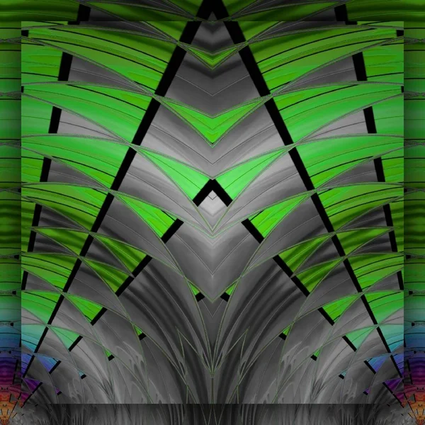 Groen Grijs Dak Architectuur Geometrische Radiale Patroon Ontwerp — Stockfoto