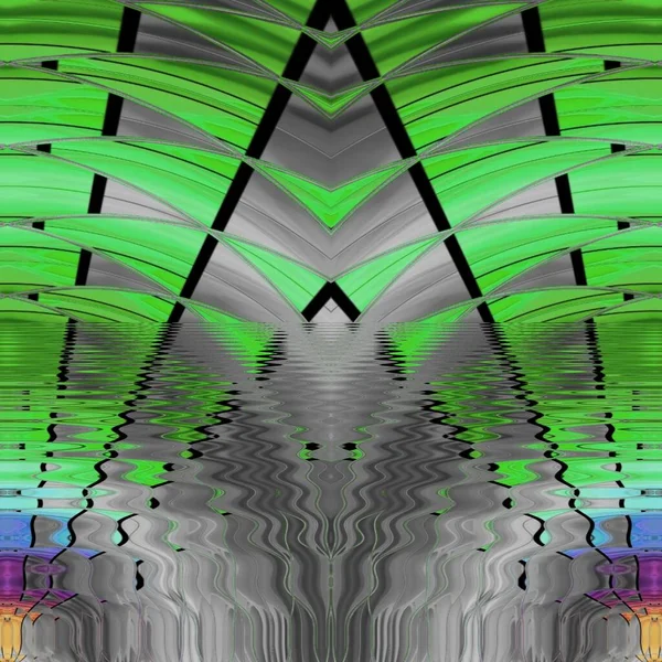 Зелений Відтінки Сірого Даху Архітектури Складні Футуристичні Геометричні Радіальні Кругові — стокове фото