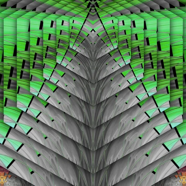 Verde Sfumature Architettura Tetto Grigio Intricati Futuristico Geometrico Radiale Forme — Foto Stock