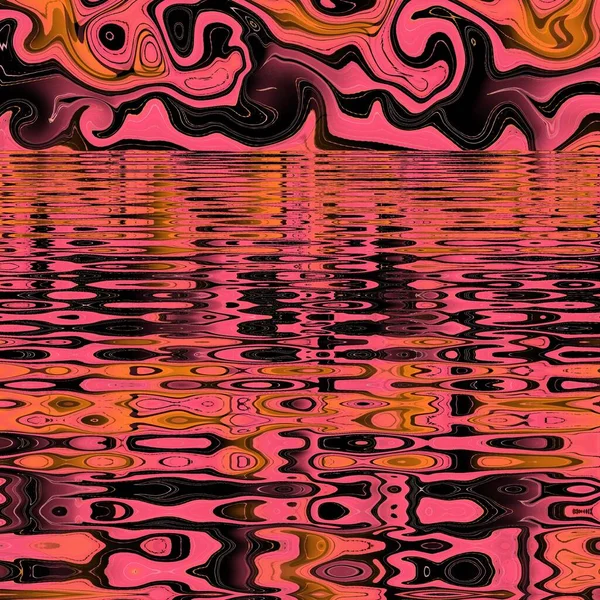Vivid Pink Red Orange Saturated Colors Black Background Turbulence Transformation — Stock Photo, Image