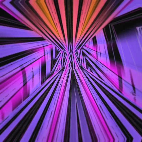 Tons Rosa Roxo Forma Futurista Convergente Linear Fundo Preto Transformado — Fotografia de Stock