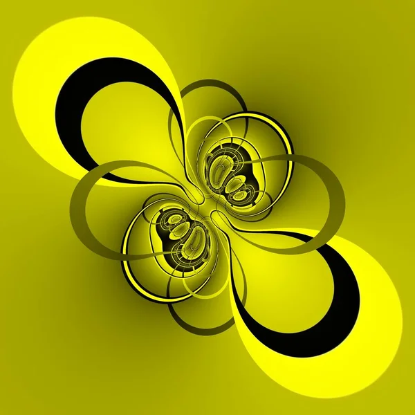鮮やかな黄色と黒の強い複雑な幾何学的形状とサイクロンスタイルのパターンを繰り返しデザイン — ストック写真