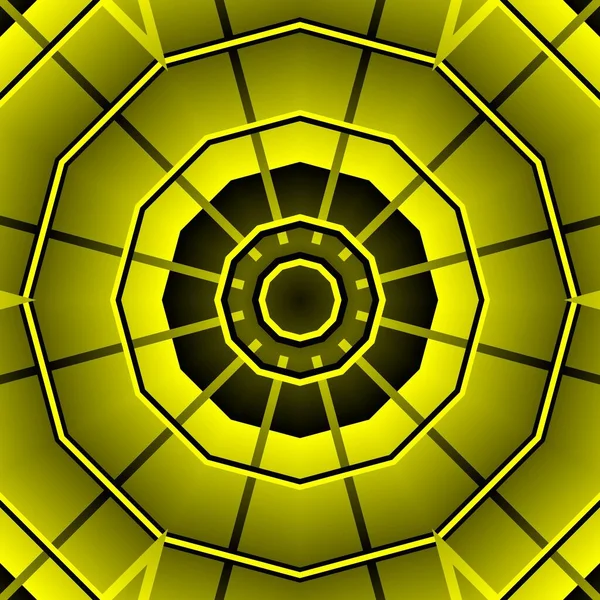 Design Fantasia Floral Radial Hexagonal Amarelo Vívido Preto Formas Geométricas — Fotografia de Stock