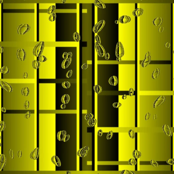 Élénk Sárga Fekete Erős Bonyolult Geometriai Formákra Mintákra Alkalmazott Vízcsepphatás — Stock Fotó