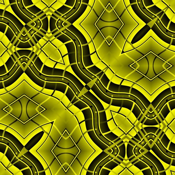 Vívidas Formas Geométricas Intrincadas Fuertes Amarillas Negras Patrones —  Fotos de Stock