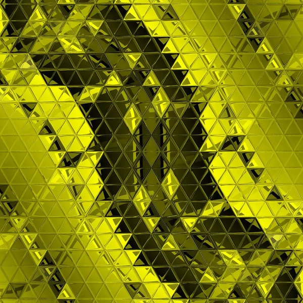Трикутні Мозаїчні Конструкції Яскраво Жовтих Чорних Сильних Складних Геометричних Форм — стокове фото