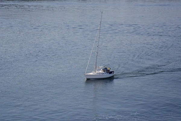 Ostsee Juli 2014 Ein Kleines Weißes Segelboot Segelt Mit Gesenktem — Stockfoto