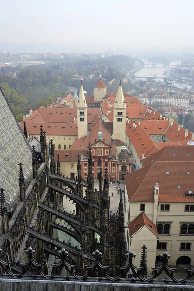 Praga Vista Sulla Città Vecchia Cattedrale San Vito Guglie Del — Foto Stock