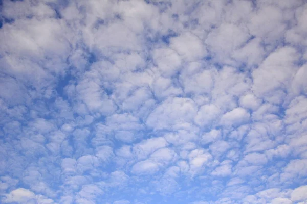 Nubes de encaje ligero en la textura de fondo azul del cielo de otoño — Foto de Stock