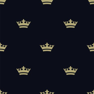 Düz altın kron. Siyah arka plan ile Seamless Modeli