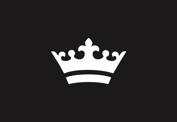 Icono de corona real blanca sobre fondo negro . — Vector de stock