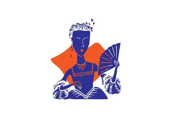 Beyaz zemin üzerine siluet genç Kraliçe.