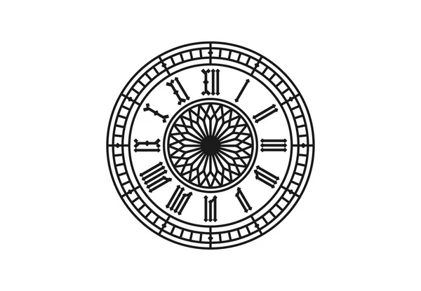 Starý styl hodiny s římskými číslicemi. Vektor illustraion — Stockový vektor