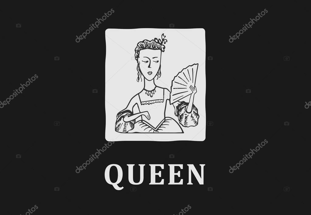 A symbol of a young queen with a fan