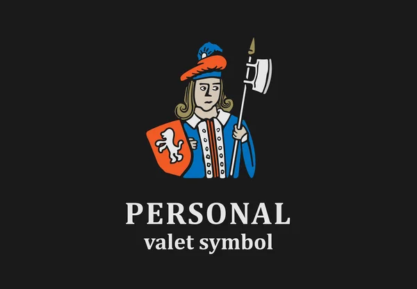 Logotipo de caricatura do homem com halber sobre fundo preto . — Vetor de Stock