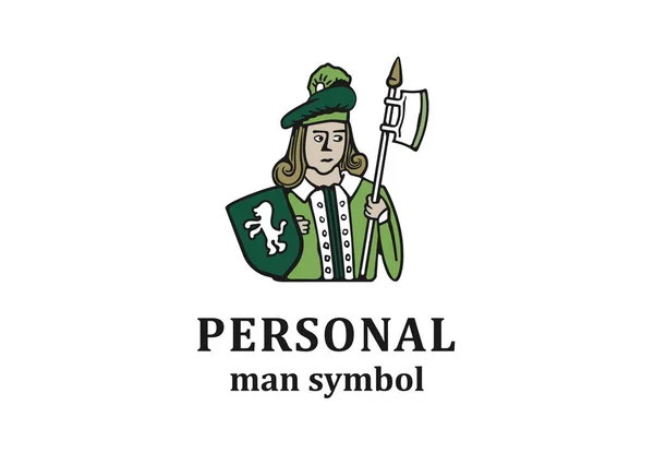 Γελοιογραφία λογότυπο του ανθρώπου με halber σε λευκό φόντο. — Διανυσματικό Αρχείο