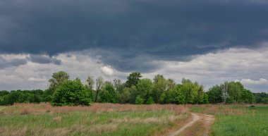 Alan güzel düz gökyüzü ufukta