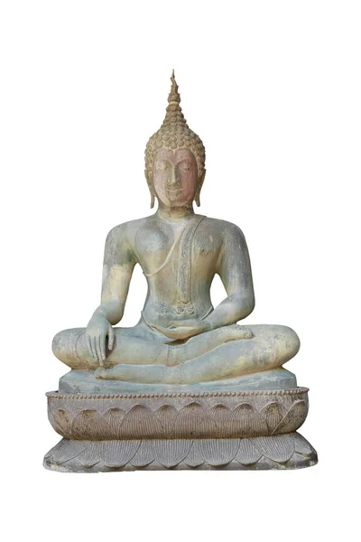 Old buddha statue isolated on white background. clipping path — Stock Photo, Image