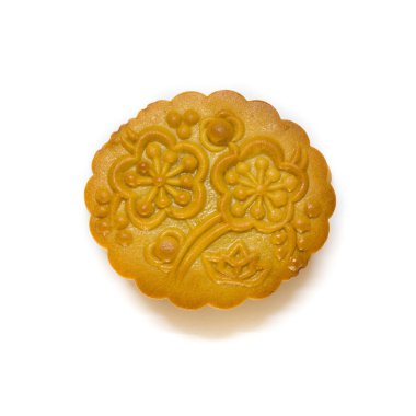 Sonbahar Ortası Festivali moon pasta beyaz arka plan üzerinde izole. kırpma yolu