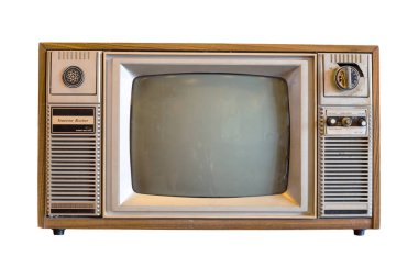 ahşap çerçeve beyaz arka plan üzerinde izole Retro tv