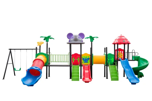 Conjunto completo de playground colorido em fundo branco isolado. caminho de recorte — Fotografia de Stock