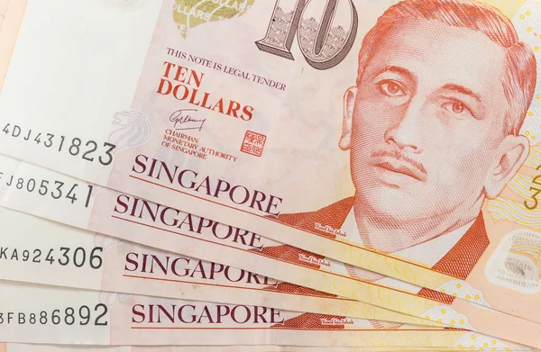 Zbliżenie na kupę pieniędzy Singapur i tekstura tło lub wzór — Zdjęcie stockowe