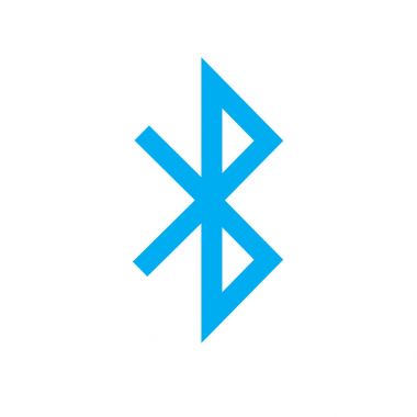 Beyaz arka plan üzerinde izole mavi simge Bluetooth düz işareti vektör