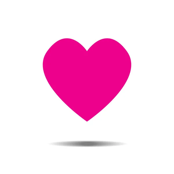 Růžové srdce vektorové ikony. Symbol lásky. Den svatého Valentýna znamení, emblém izolovaných na bílém pozadí se stínem, ploché styl pro grafiku a webdesign, logo. Eps10 piktogram — Stockový vektor