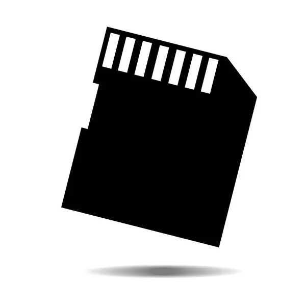 Tarjeta SD Vector Icon aislada sobre fondo blanco con sombra. silueta negra. EPS10 — Vector de stock