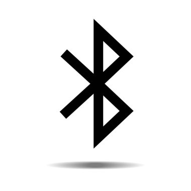 Bluetooth düz işareti izole beyaz arka plan üzerinde siyah simge vektör