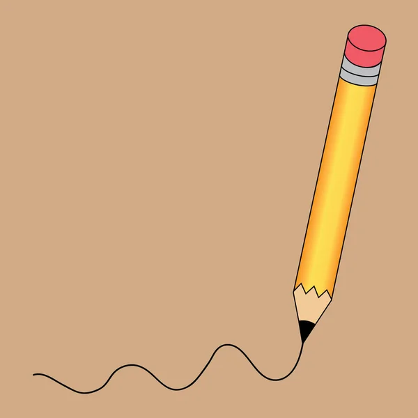 Crayon - icône vectorielle en jaune avec une ligne noire sur fond brun isolé. Espace de copie pour le texte. illustration EPS10 — Image vectorielle