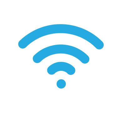 WiFi simge vektör mavi, beyaz arka planda, grafik ve web tasarım veya şablon veya desen için düz stil izole Internet işareti kablosuz.